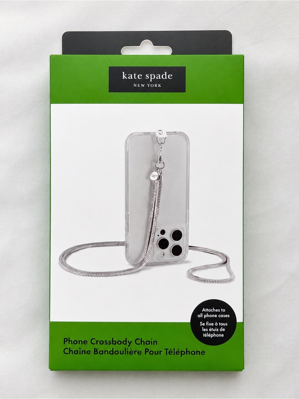 Kate Spade New York Phone Crossbody Chain Strap – Silver | Universal Fit